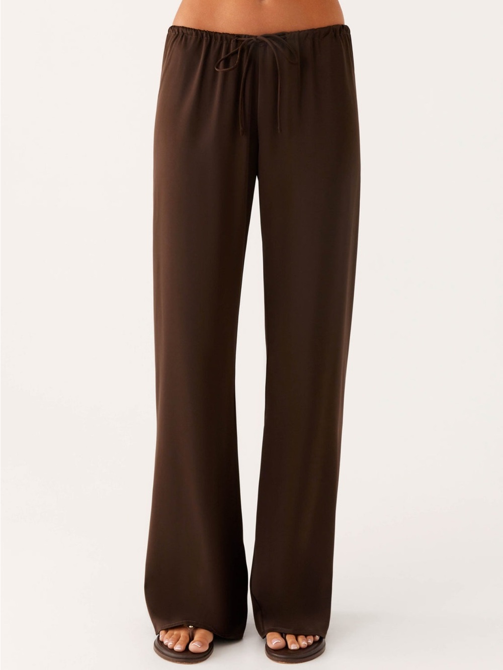 Peppermayo Brown Wide-Leg Drawstring Pants